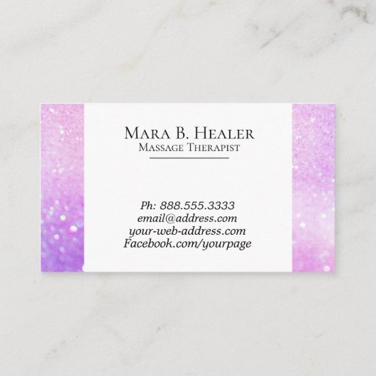 *~* Massage Therapist Trendy Pastel Glitter Visitekaartje (Achterkant)