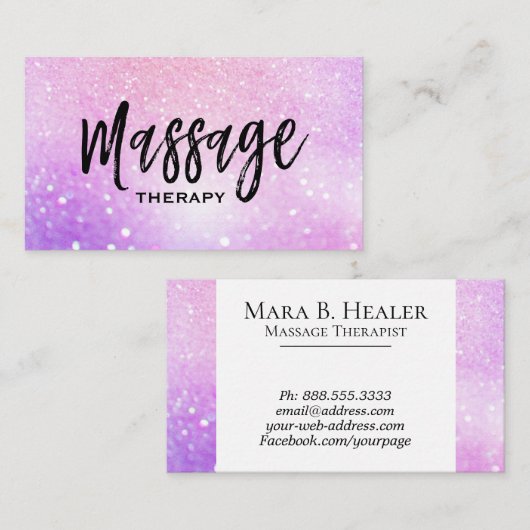 *~* Massage Therapist Trendy Pastel Glitter Visitekaartje (Voorkant / Achterkant)