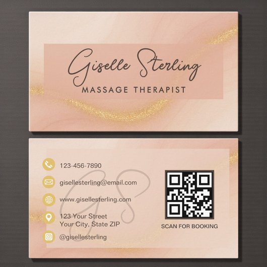 Massage Therapist Watercolor QR Code Visitekaartje