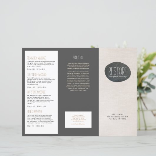 Massage Therapist Zen Stone Tri-Fold Brochure (Staand voorkant)