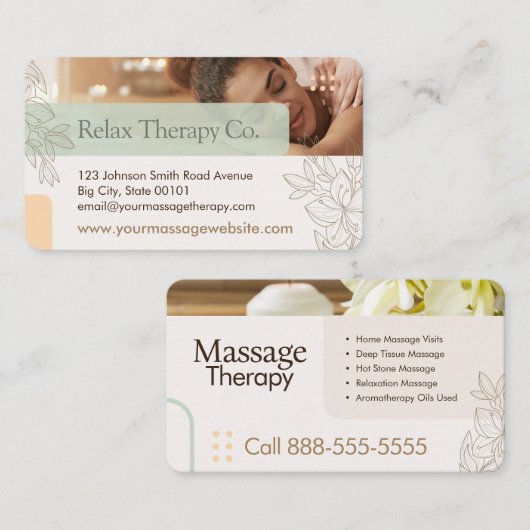 Massage Therapy Business Card Visitekaartje (Voorkant / Achterkant)