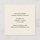 Massage Therapy Classic Cream Business Card Vierkante Visitekaartje (Achterkant)