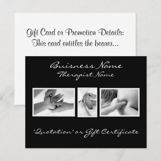 Massage Therapy Gift Card Briefkaart (Voorkant / Achterkant)