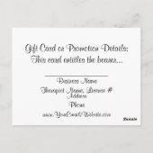 Massage Therapy Gift Card Briefkaart (Achterkant)