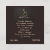Massage Therapy Gold & Black Business Card Vierkante Visitekaartje (Achterkant)