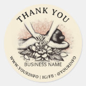 Massage Therapy Healing Hands Energy Spa Dank u Ronde Sticker (Voorkant)