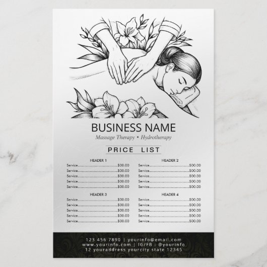 Massage Therapy Healing Hands Energy Spa prijslijs Flyer (Voorkant)