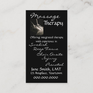 Massage Therapy Sleek Black Afsprakenkaartje
