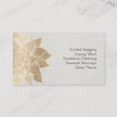 Massage Therapy Spa Gold Floral  Linen Visitekaartje (Achterkant)