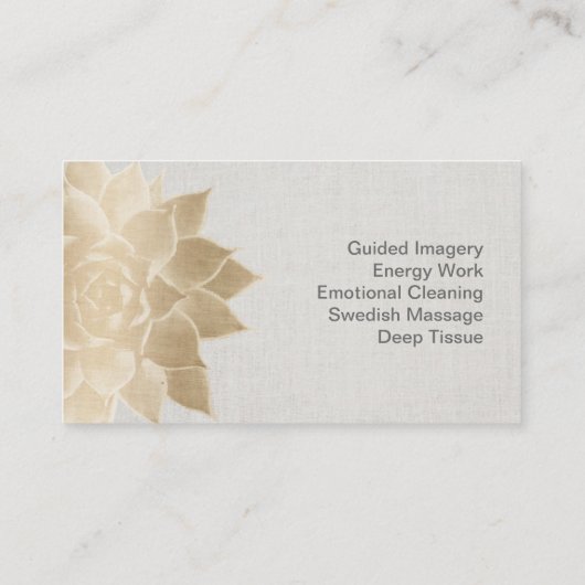 Massage Therapy Spa Gold Floral  Linen Visitekaartje (Achterkant)