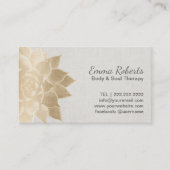 Massage Therapy Spa Gold Floral  Linen Visitekaartje (Voorkant)