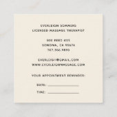 Massage Therapy With Appointment Reminder Vierkante Visitekaartje (Achterkant)