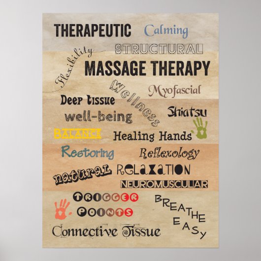 Massage Therapy Words Poster Art (Voorkant)
