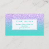 Massage typografie lavender glitter turquoise visitekaartje (Achterkant)