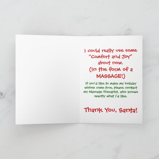 Massage Vakantie Verlanglijstje Feestdagen Kaart (Binnen)