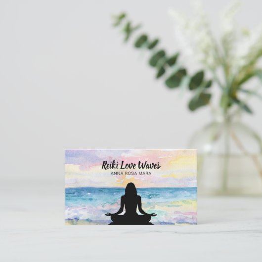 *~* Massage van Reiki Master Ocean Sunrise Meditat Visitekaartje (Staand voorkant)