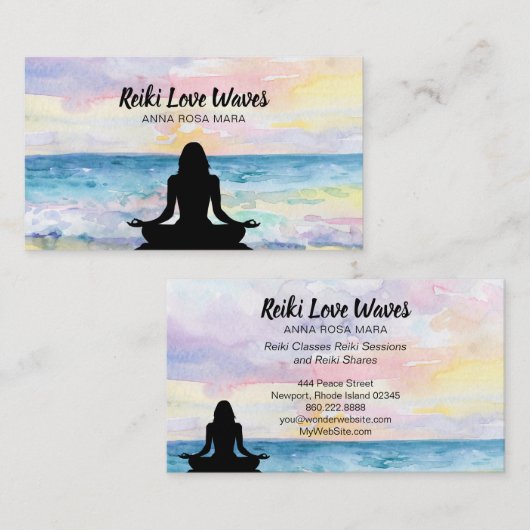 *~* Massage van Reiki Master Ocean Sunrise Meditat Visitekaartje (Voorkant / Achterkant)