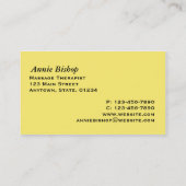 Massage/Visitekaartje van chiropractor/Geel Visitekaartje (Achterkant)