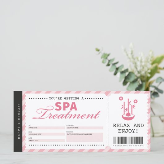 Massagedag van Spa Massage Roze Gift Voucher Certi (Staand voorkant)