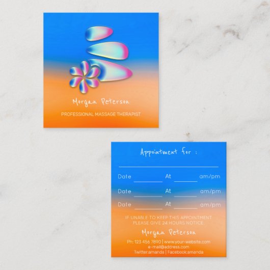 Massagepa Wellness Flower Hologram Logo Afsprakenkaartje (Voorkant / Achterkant)