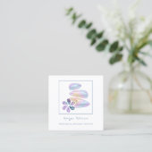 Massagepa Wellness Flower Stone Blue White Logo Afsprakenkaartje (Staand voorkant)