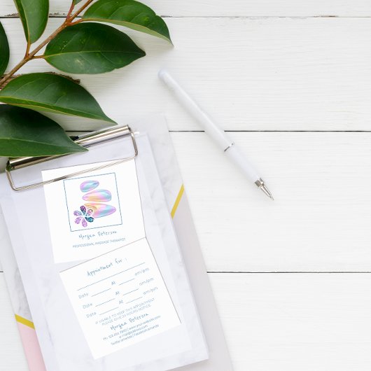 Massagepa Wellness Flower Stone Blue White Logo Afsprakenkaartje