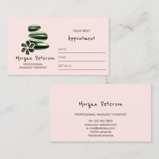 Massagepa Wellness Logo Vloeiend Roos Groen Afsprakenkaartje (Voorkant / Achterkant)