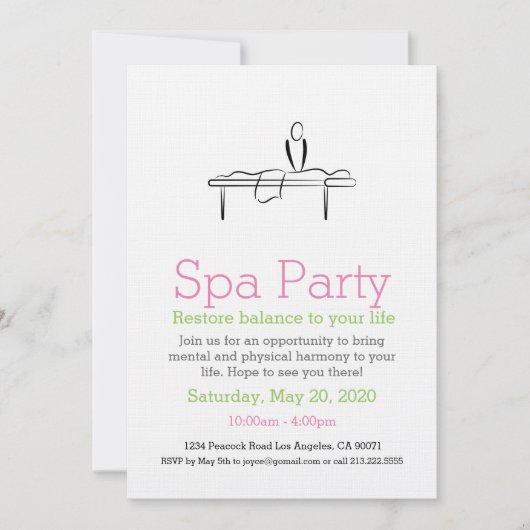 Massagepictogram Spa Party Kaart (Voorkant)