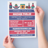 Massagepictogrammen, massagetherapie, massageparlo flyer (Hand)