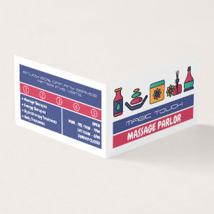 Massagepictogrammen, massagetherapie, parlor Loyal Visitekaartje