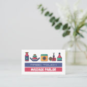 Massagepictogrammen, massagetherapist visitekaartje (Staand voorkant)