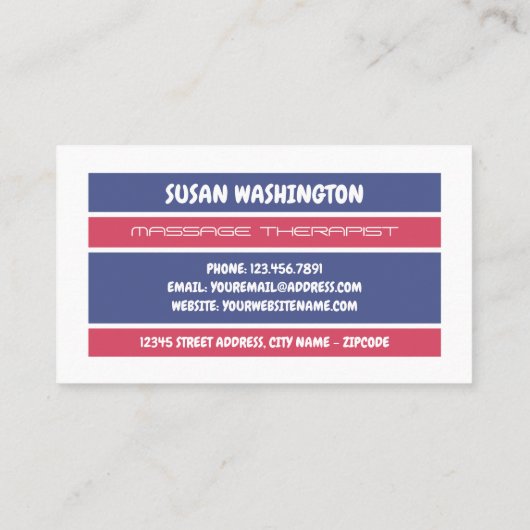 Massagepictogrammen, massagetherapist visitekaartje (Achterkant)