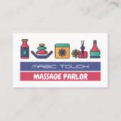 Massagepictogrammen, massagetherapist visitekaartje (Voorkant)