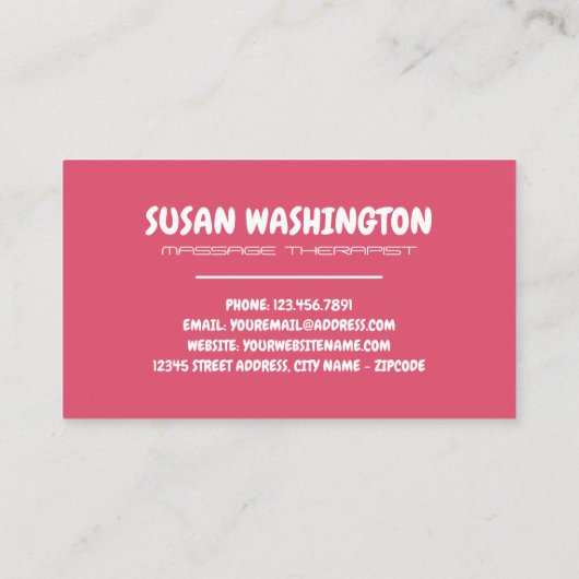 Massagepictogrammen, massagetherapist visitekaartje (Achterkant)