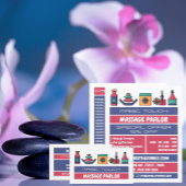 Massagepictogrammen, massagetherapist visitekaartje