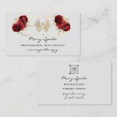 Massagereflexologie Glitter Hands Gold QRCode Gray Visitekaartje (Voorkant / Achterkant)