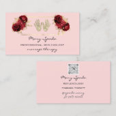 Massagereflexologie Glitter Hands Gold QRCode Pink Visitekaartje (Voorkant / Achterkant)