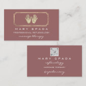 Massagereflexologie Glitter Hands Gold QRCode Roos Visitekaartje (Voorkant / Achterkant)