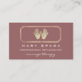 Massagereflexologie Glitter Hands Gold QRCode Roos Visitekaartje (Voorkant)