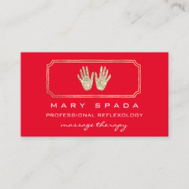 Massagereflexologie Glitter Hands Red Gold QR Visitekaartje