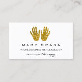 Massagereflexologie Glitter Hands WhiteGold QRCODE Visitekaartje (Voorkant)