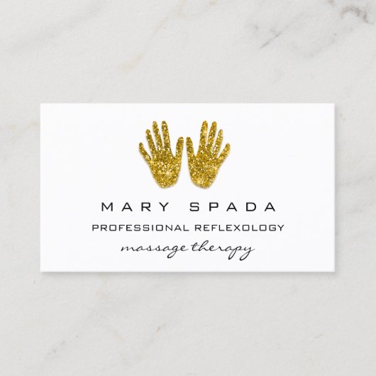 Massagereflexologie Glitter Hands WhiteGold QRCODE Visitekaartje (Voorkant)