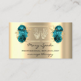Massagereflexology Reiki Hands Faux Gold QR Blauwg Visitekaartje