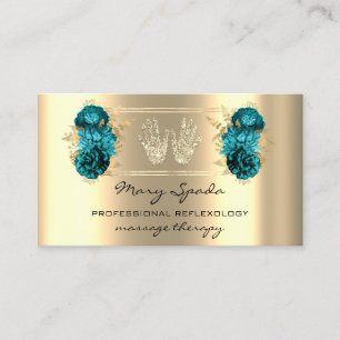 Massagereflexology Reiki Hands Faux Gold QR Blauwg Visitekaartje