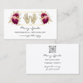 Massagereflexology Reiki Hands Gold QR Code Roze Visitekaartje (Voorkant / Achterkant)