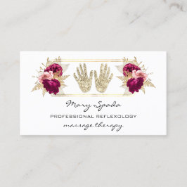 Massagereflexology Reiki Hands Gold QR Code Roze Visitekaartje