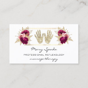 Massagereflexology Reiki Hands Gold QR Code Roze Visitekaartje