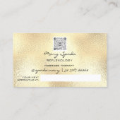 Massagereflexology Reiki Hands Gold QRCode Floral Visitekaartje (Achterkant)