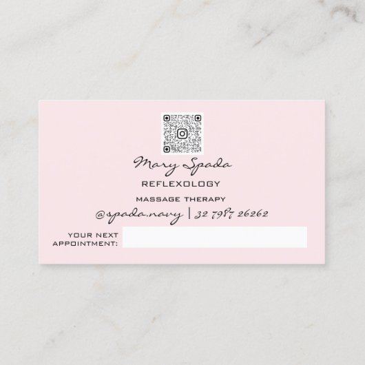 Massagereflexology Reiki Hands Gold QRCode Floral Visitekaartje (Achterkant)