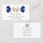 Massagereflexology Reiki Hands Gold QRCode White Visitekaartje (Voorkant / Achterkant)